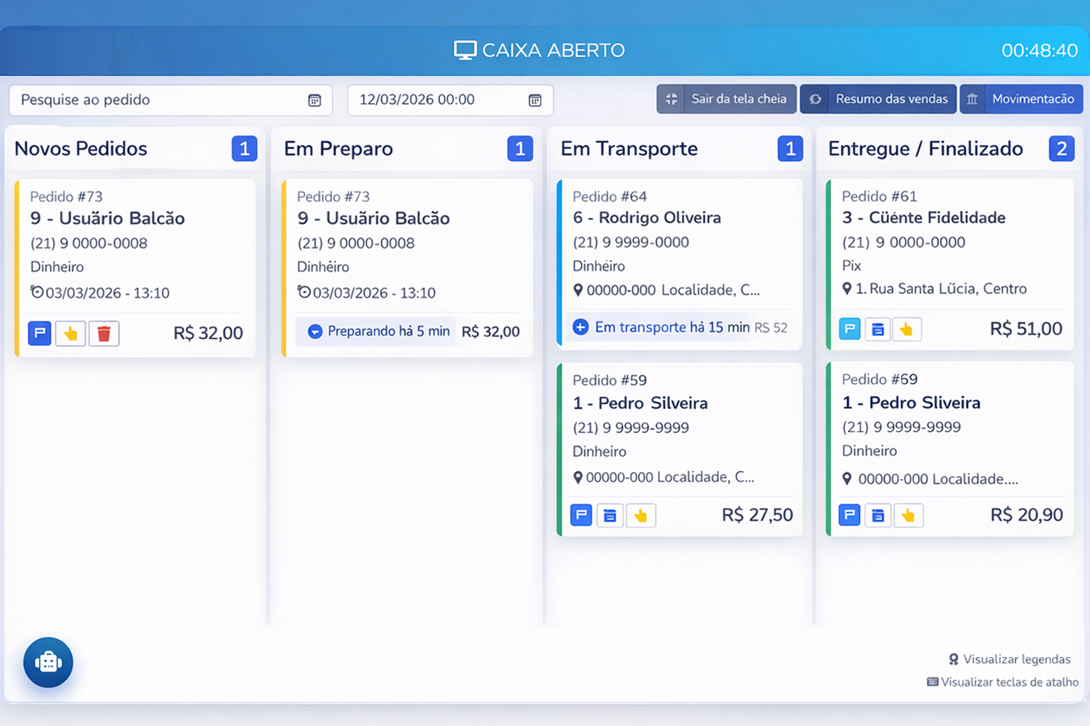 Tela principal do sistema Martinhão Tecnologia e Sistemas de Gestão 